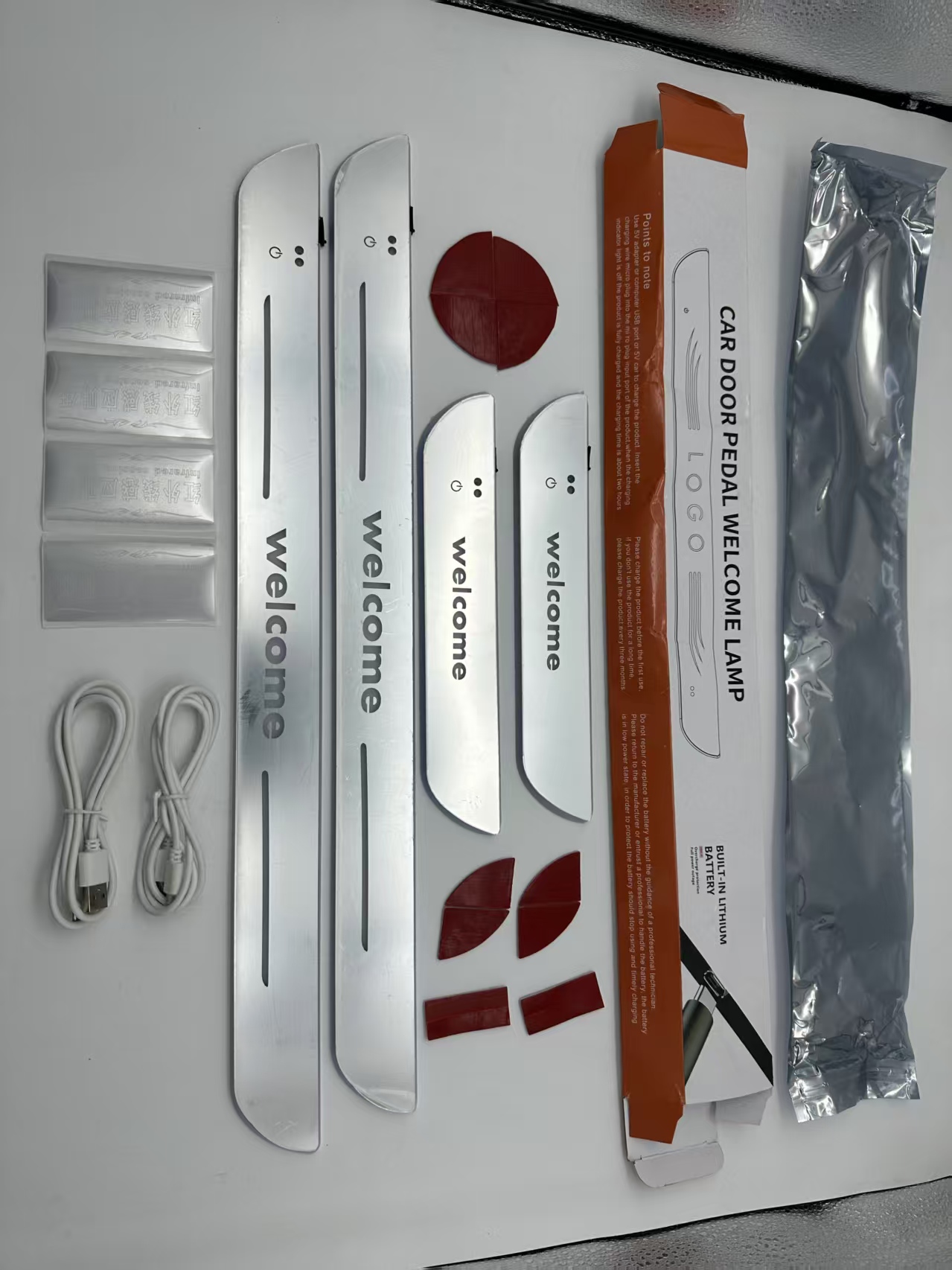 Car welcome step light, interior LED iridesy flowing light breathing threshold strip, no-wiring light details Picture