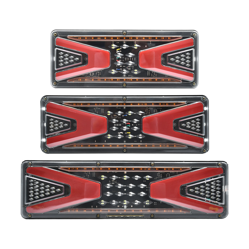 Factory direct sale of diamond imposing taillights, universal 24VLED flow truck taillights, diamond model taillights, truck taillights full figure