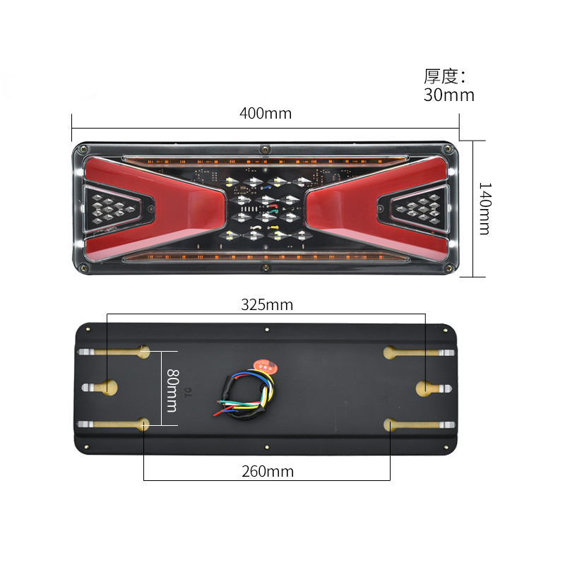 Factory direct sale of diamond imposing taillights, universal 24VLED flow truck taillights, diamond model taillights, truck taillights Application Scenario