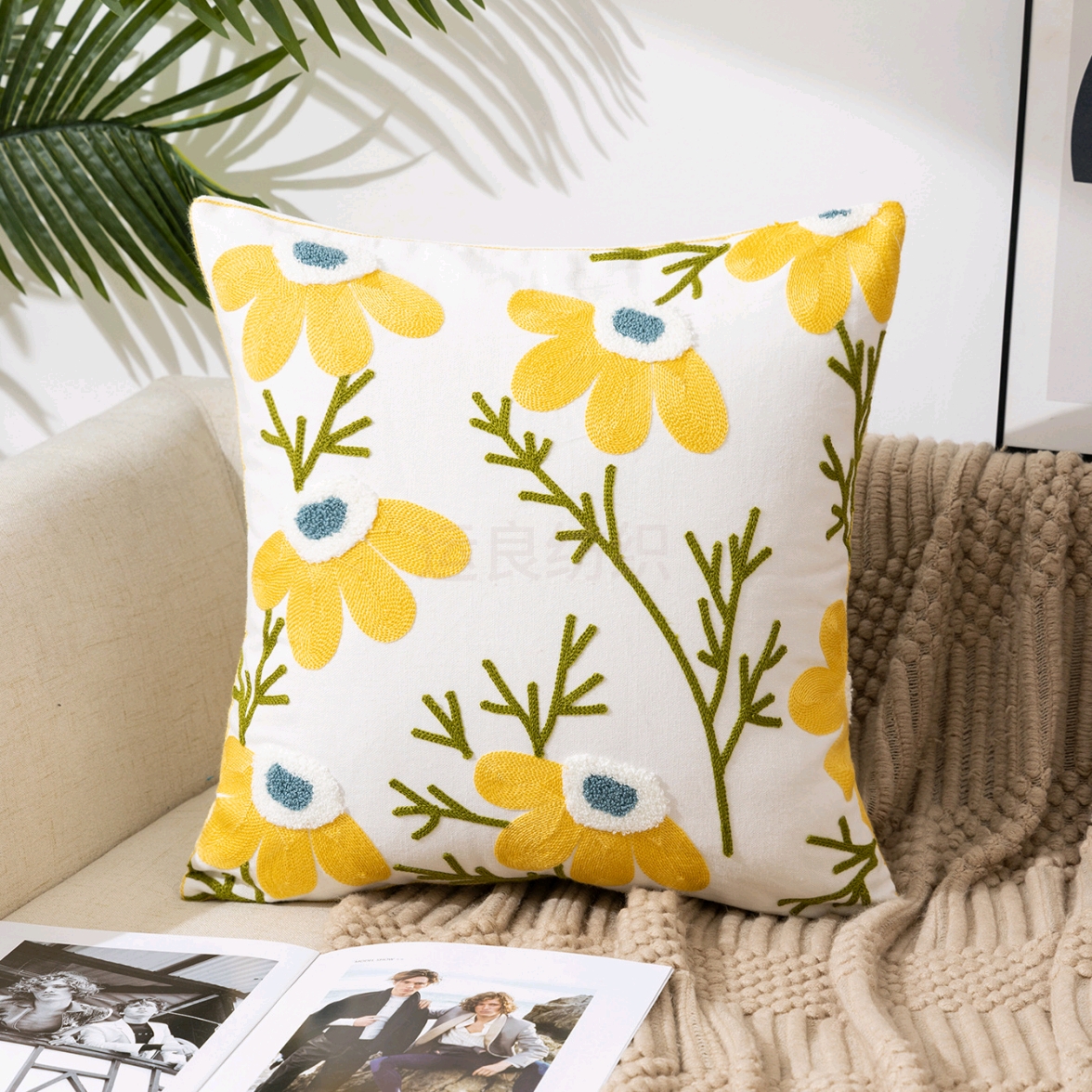 Wholesale flower pillowcase, country-style ins home sofa, pillow, headrest, office lumbar support, pillow and quilt details Picture