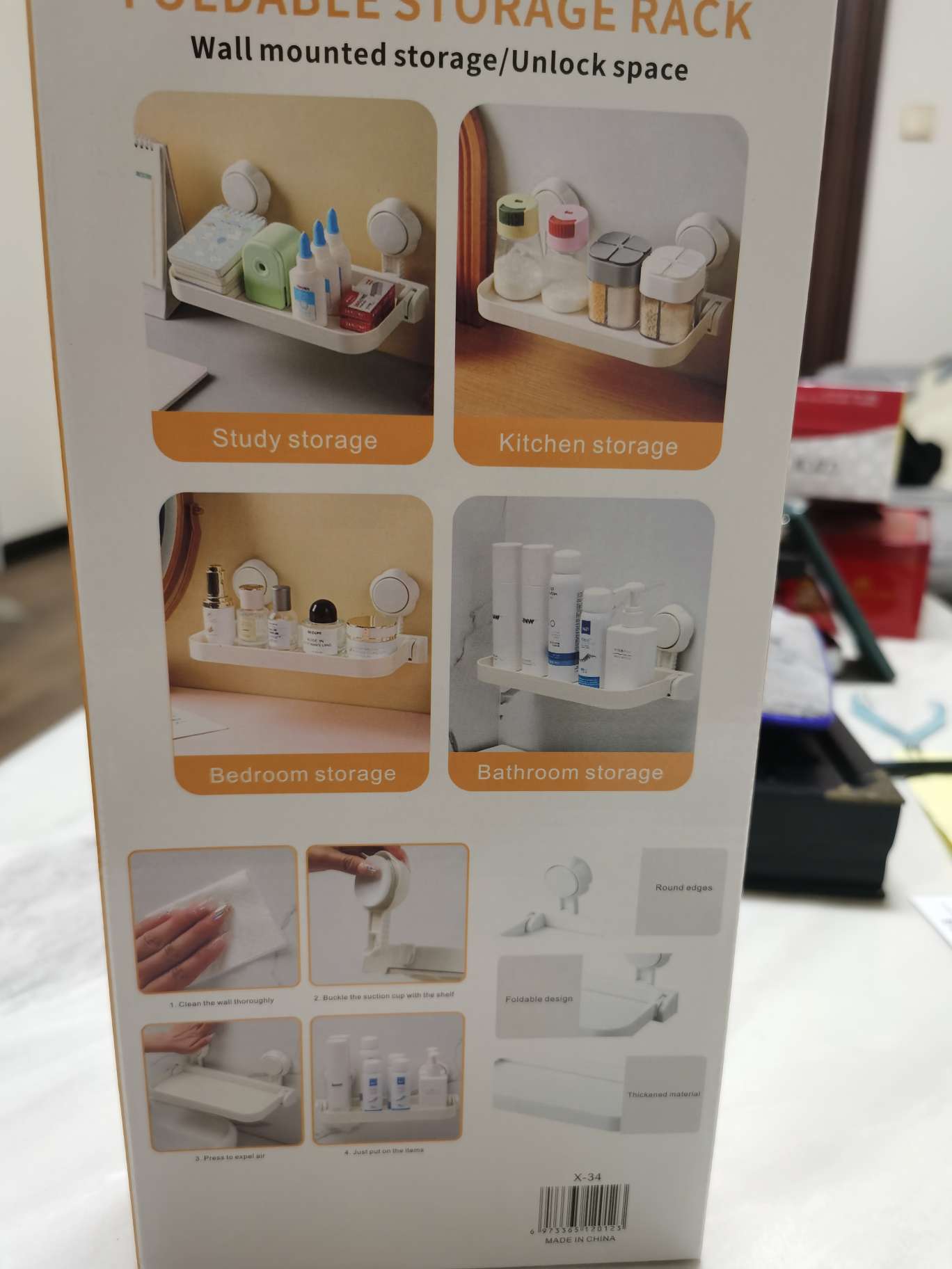 Bathroom and toilet draining storage rack, no need to drill holes, kitchen and living room wall-mounted, bedside storage and folding Item Picture