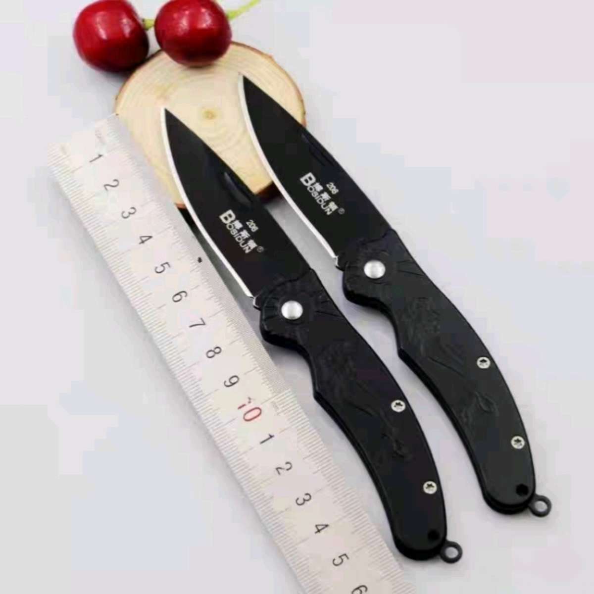 Boston two-piece survival knife, stainless steel knife, cutting knife, fruit knife, high-hardness folding knife details Picture