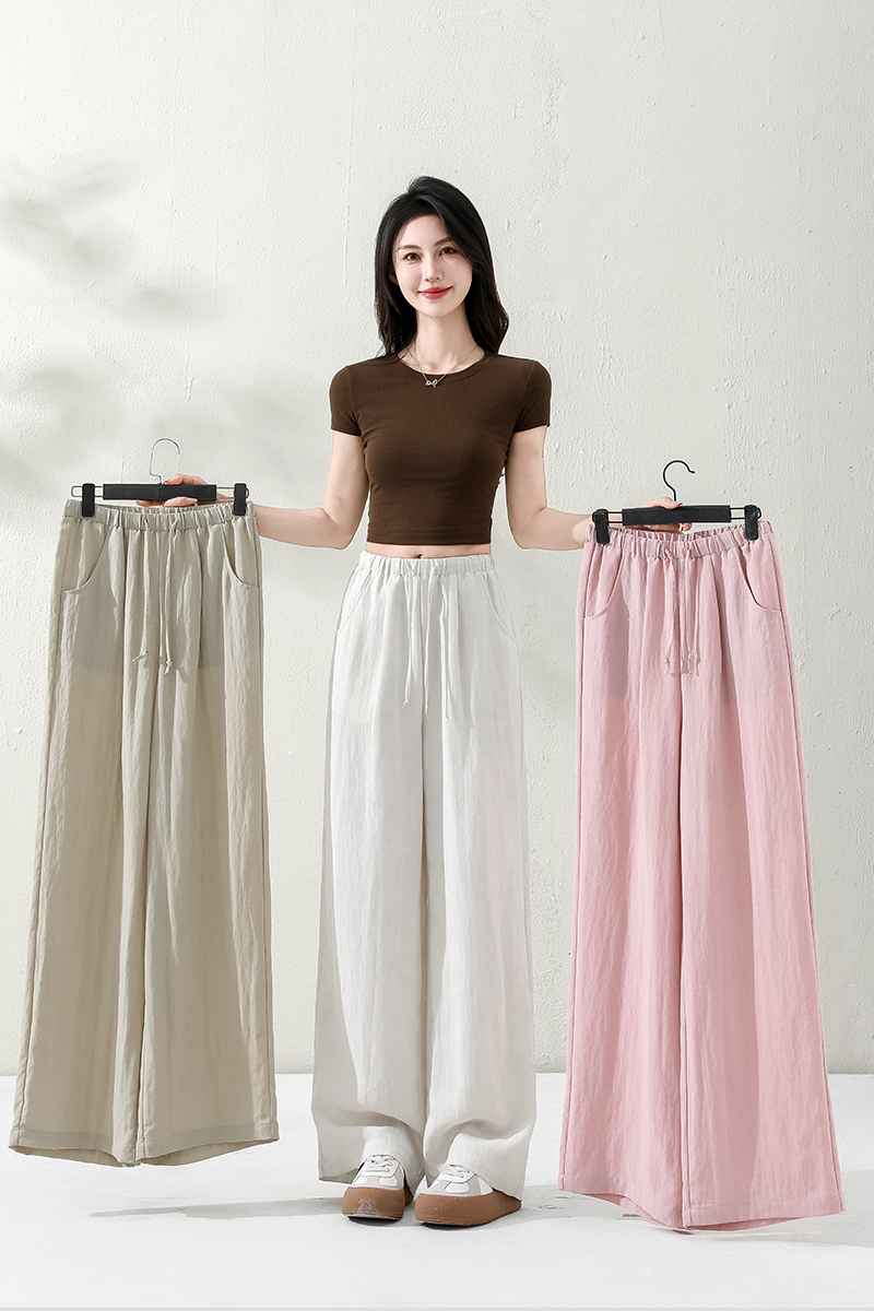 天丝亚麻时尚休闲裤高品质面料简约时尚设计松紧腰带设计百搭各种休闲场合