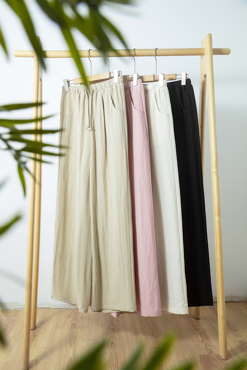 Tencel linen fashion casual pants are made of high-quality fabric, featuring a simple and fashionable design. The elastic belt design makes them versatile for various casual occasions pic 14