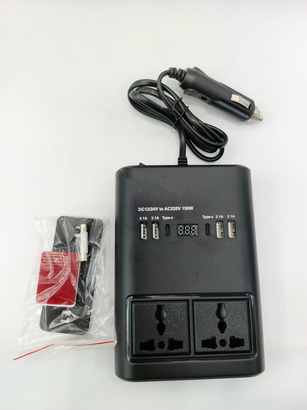 150w power strip intelligent car inverter, USB fast charging PD multi-functional socket, car power converter, intelligent PD port charging source socket, for high-power cars and trucks
