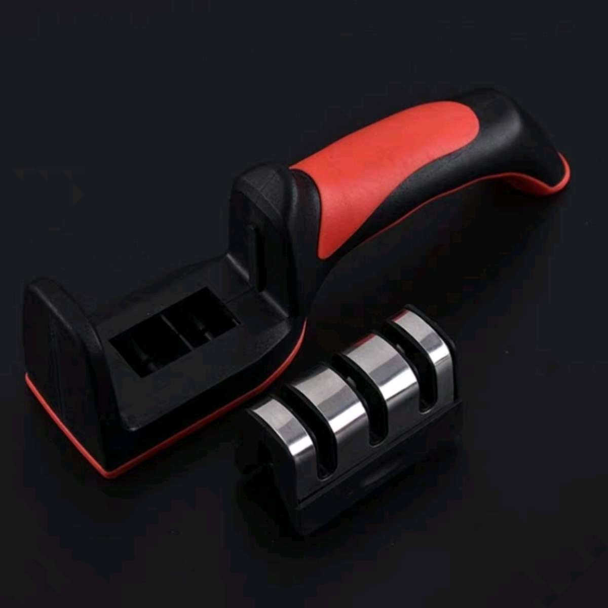 The new K-491 knife sharpener is a household fast knife sharpener, a kitchen three-section whetstone, and a multi-functional handheld three-section knife sharpener Specification image