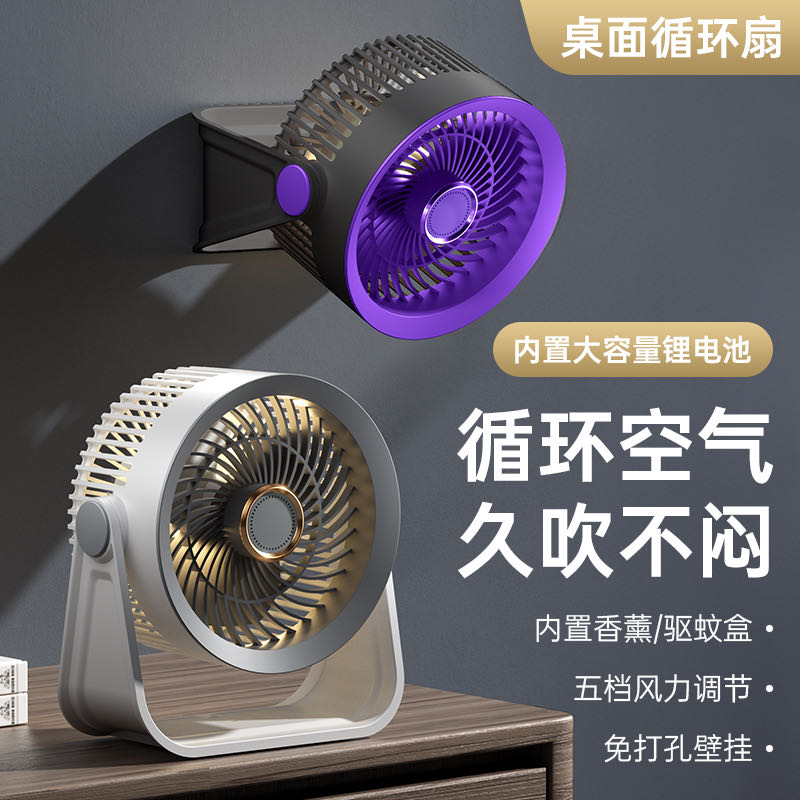 Desktop wall-mounted fan, brushless motor, circulating horn fan blade details Picture