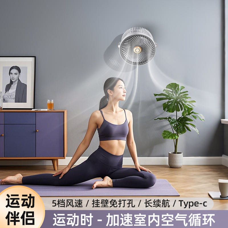 The strong wind fan can be hung on the wall at 720° or be used as a desktop all-round fan details Picture