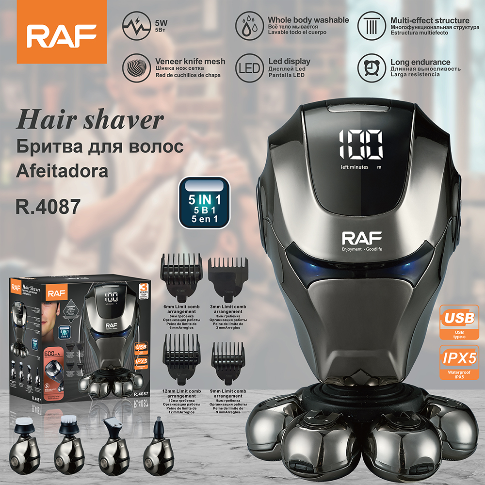 RAF Cross-border multi-functional electric shaver, men's hair-cutting electric shaver, beard shaver, shaving razor, bald head machine full figure