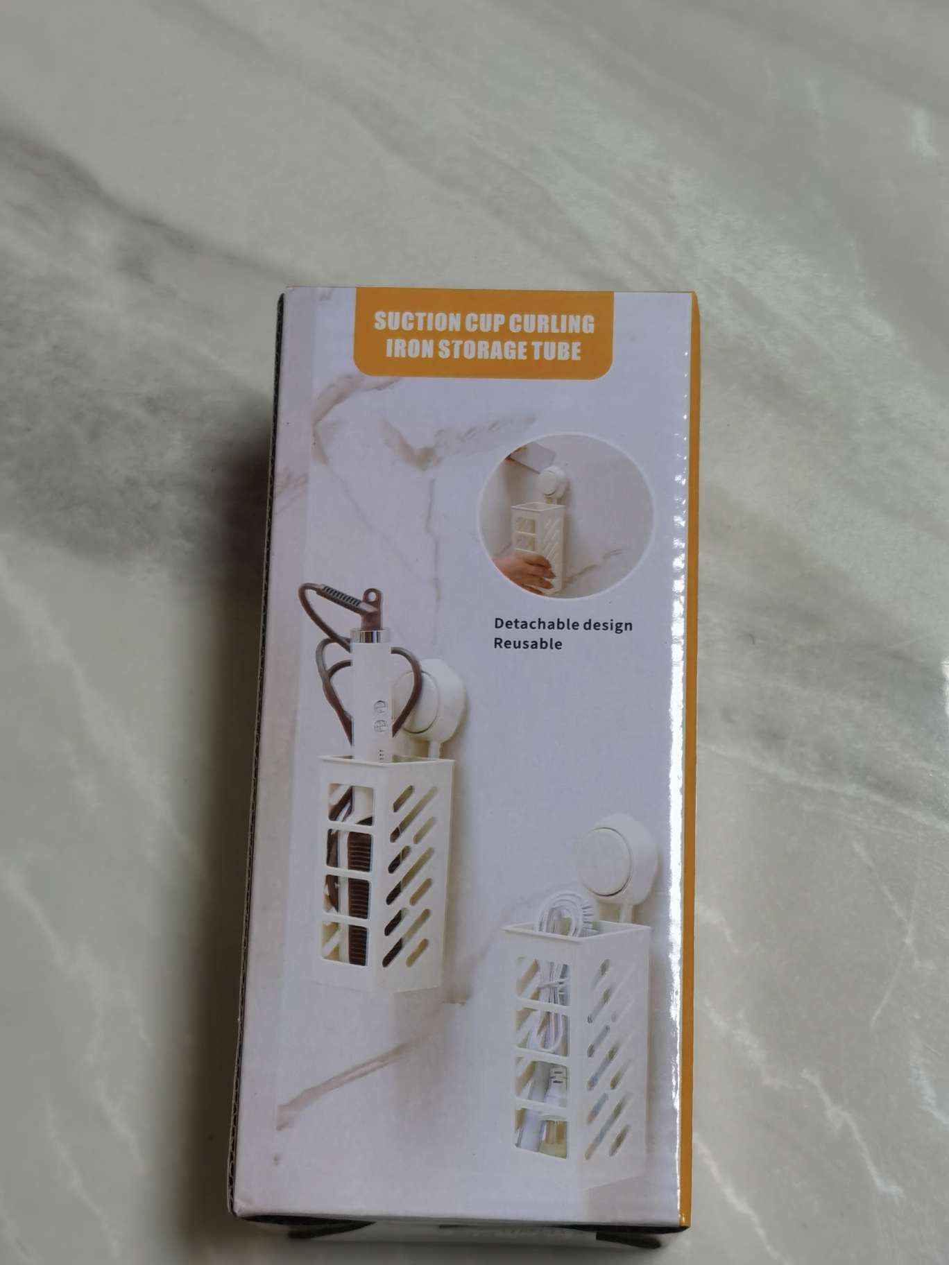 Non-perforated hair care tool storage box, curling iron, straightener storage rack, home bathroom wall-mounted box, plastic box, transparent transparent plastic clothing storage box details Picture