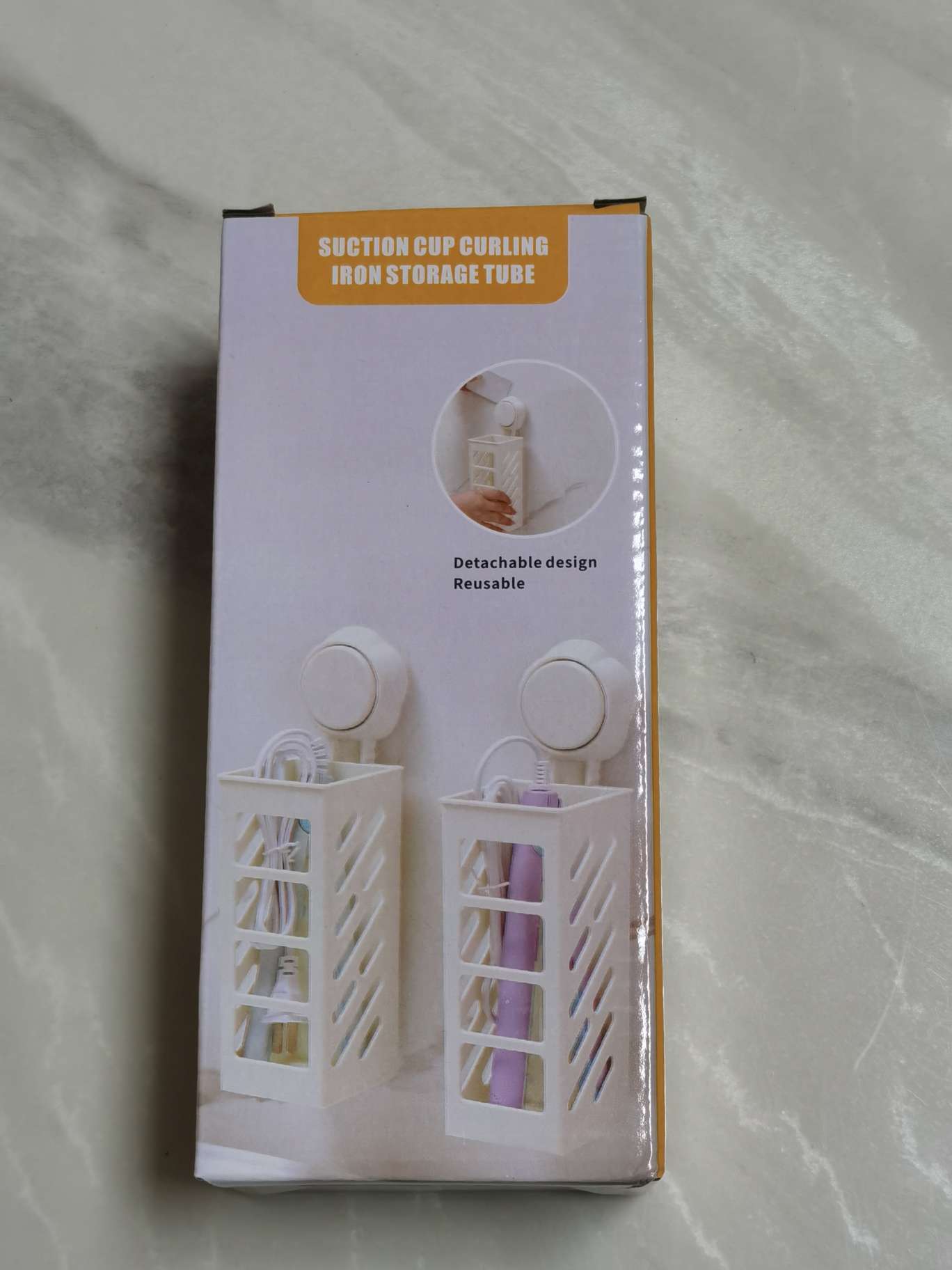 Non-perforated hair care tool storage box, curling iron, straightener storage rack, home bathroom wall-mounted box, plastic box, transparent transparent plastic clothing storage box Specification drawing