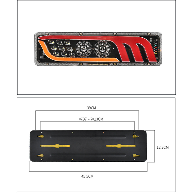 Factory direct sales of LED electronic taillights, truck rear turn brake lights, F-type wing taillights, 24V universal rear taillights for trucks details Picture