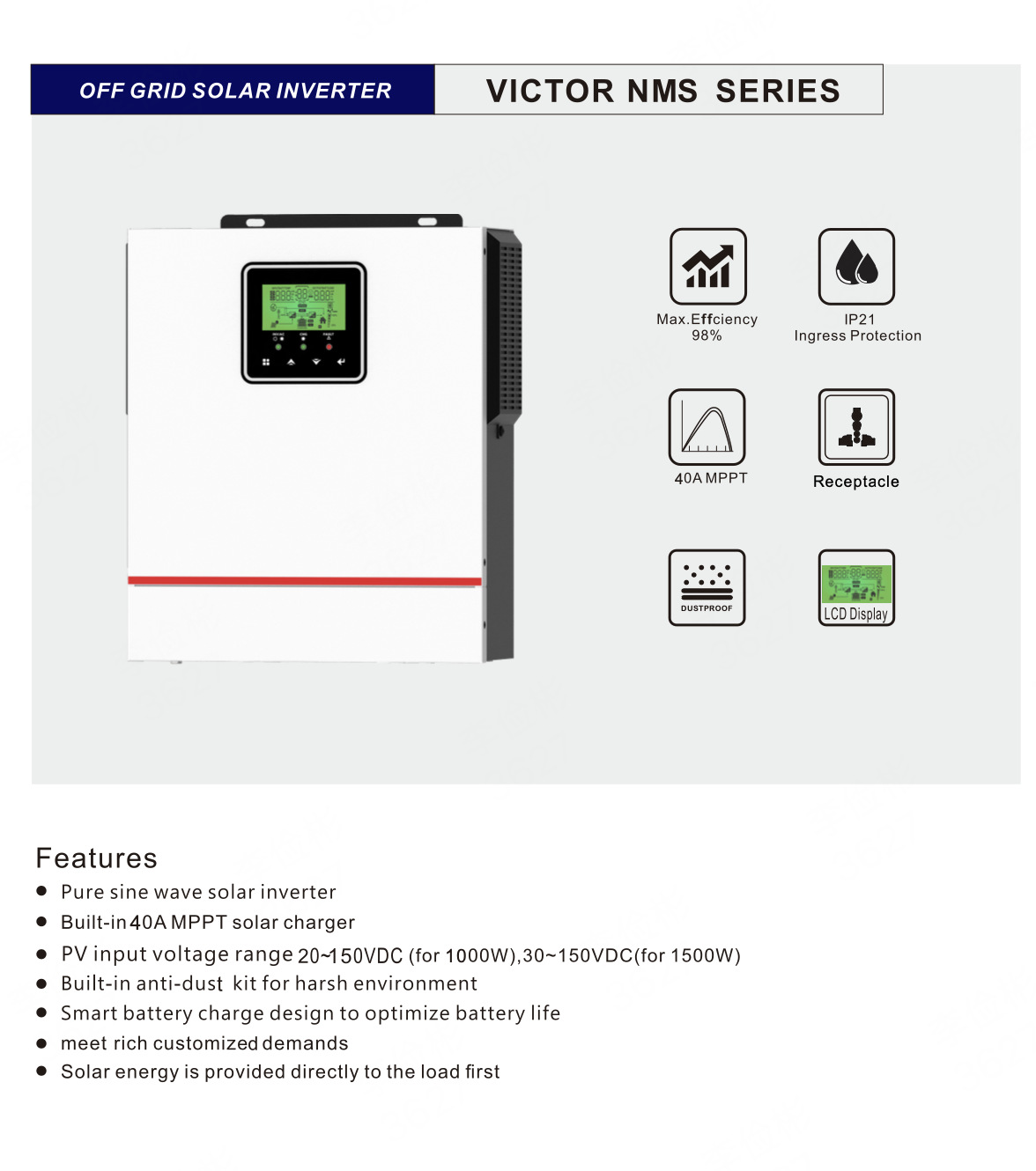 1000w 1500w genuine off-grid high-frequency reverse control integrated machine inverter, solar photovoltaic power generation wifi module, solar high-frequency off-grid inverter, reverse control integrated machine, pure sine wave inverter Application Scenario