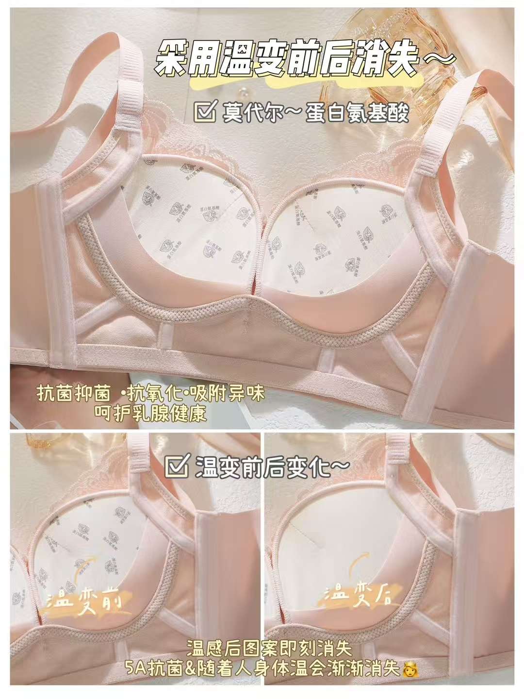 Summer's new small-sized, form-adjustable bra with a lift and top support for women's underwear, side retraction for breast correction, and outward expansion bra detail image 4