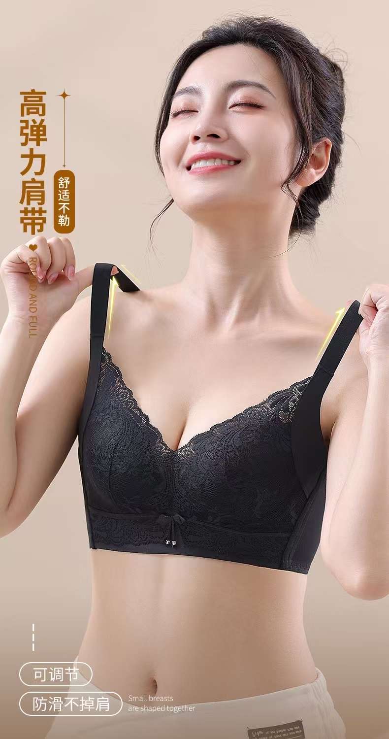 Summer's new small-sized, form-adjustable bra with a lift and top support for women's underwear, side retraction for breast correction, and outward expansion bra detail image 3