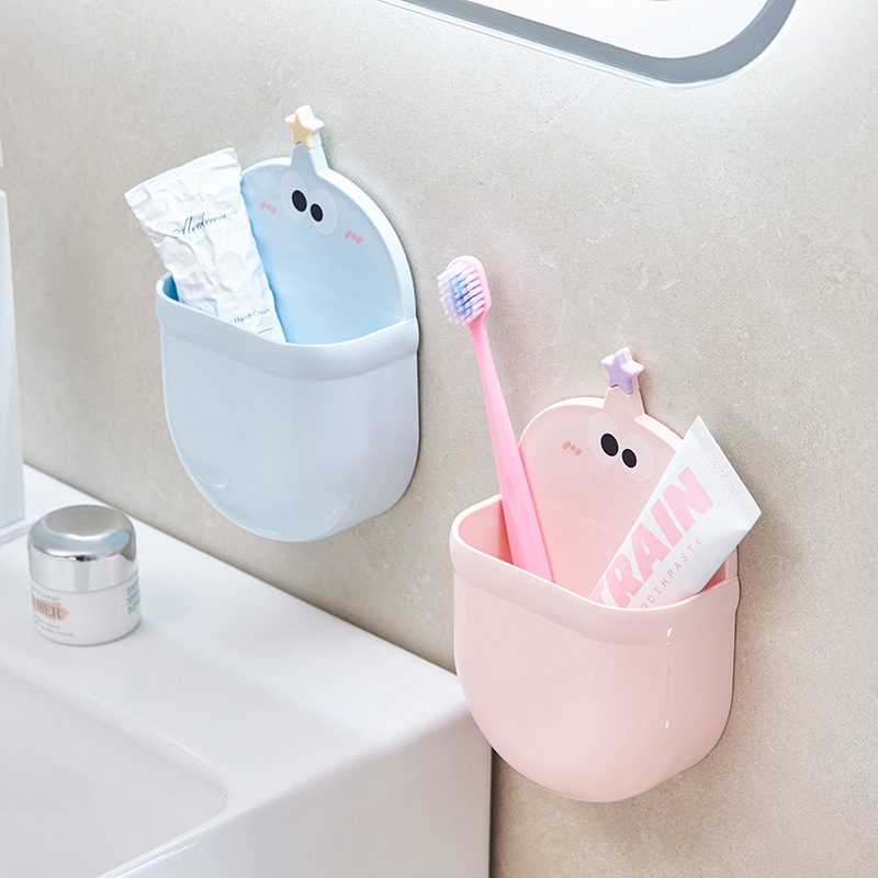 S137-1038 Bathroom storage rack, wall-mounted, non-drilling bathroom washbasin, toothbrush draining and storage rack