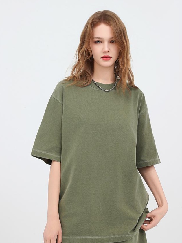 Washed cotton short-sleeved 260g/㎡ American street fashion brand men's and women's same style pure cotton short-sleeved T-shirt advertising shirt Men's casual cultural shirt fashionable, comfortable and breathable new top detail image 20