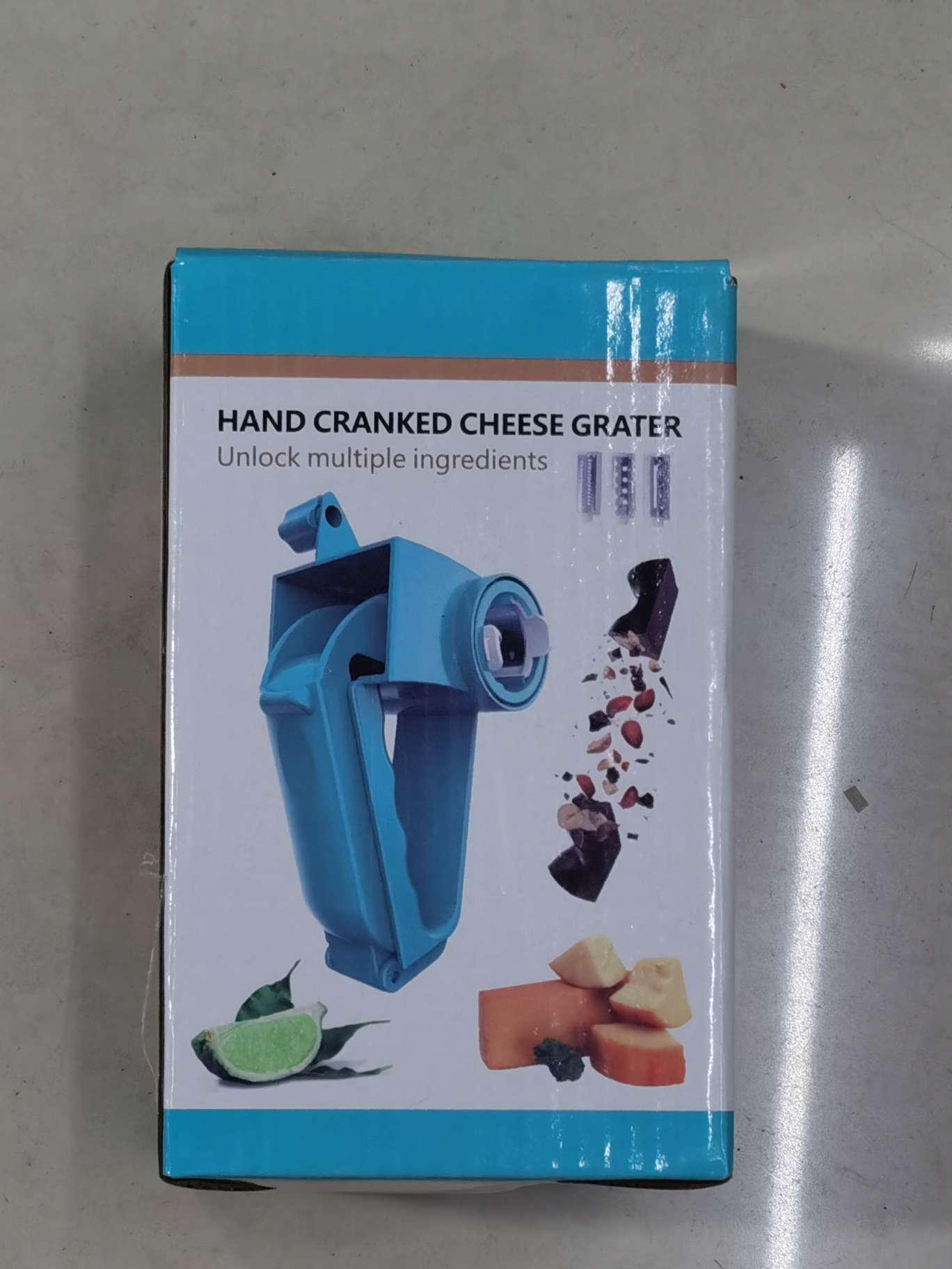 Multi-functional grater, three-blade hand-cranking rotating cheese grater, kitchen creative cheese and cheese, starting from 100 yuan per box, kitchen magic tool, shredder, electric garlic blender Specification drawing