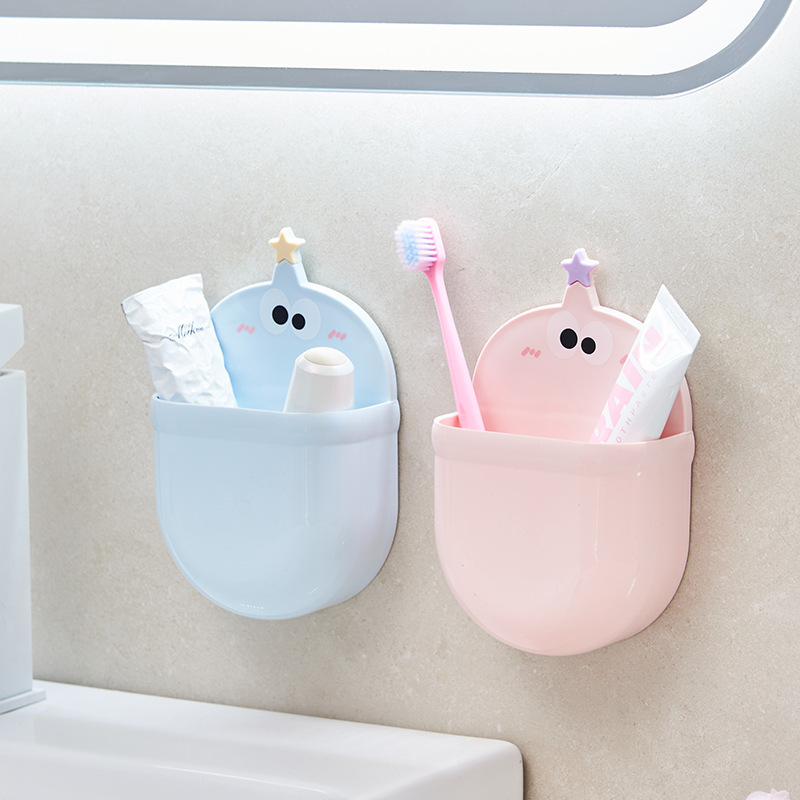 S137-1038 Bathroom storage rack, wall-mounted, non-drilling bathroom washbasin, toothbrush draining and storage rack details Picture