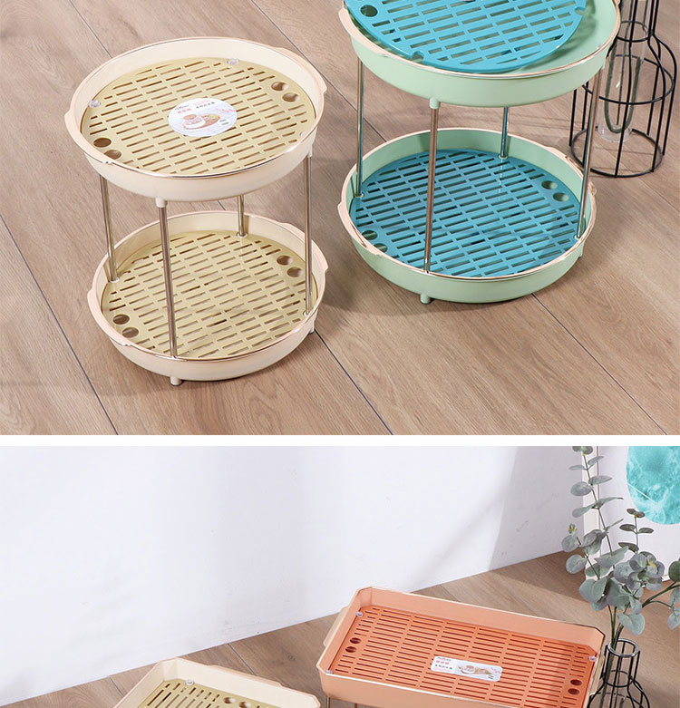 J35-MT3015双层沥水盘圆形简约茶水盘放杯托盘家用客厅塑料盘子详情图5