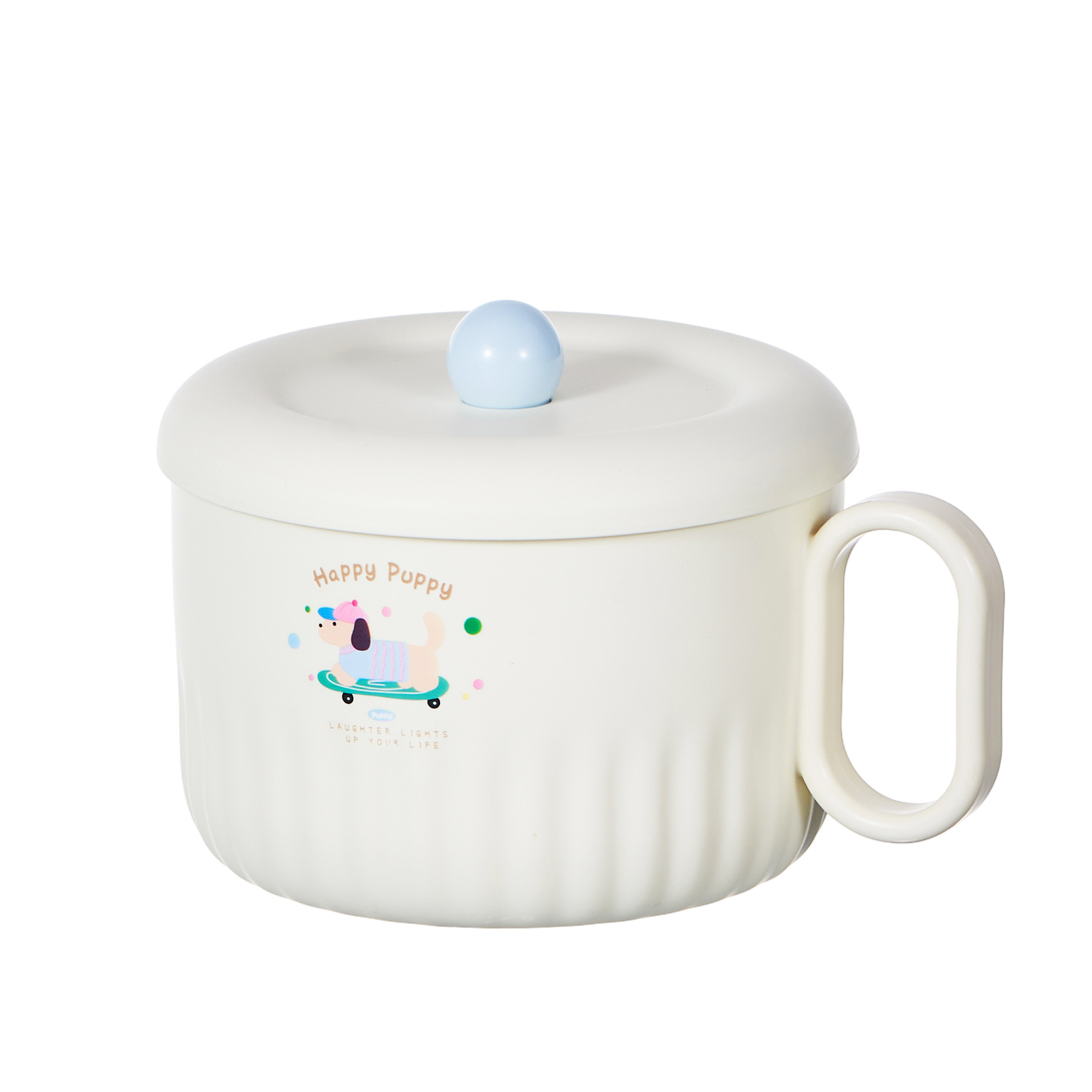 S137-1056 Cute and fun stainless steel instant noodle bowl, cartoon cat and dog with lid handle lunch box, large capacity for dormitory students Application Scenario