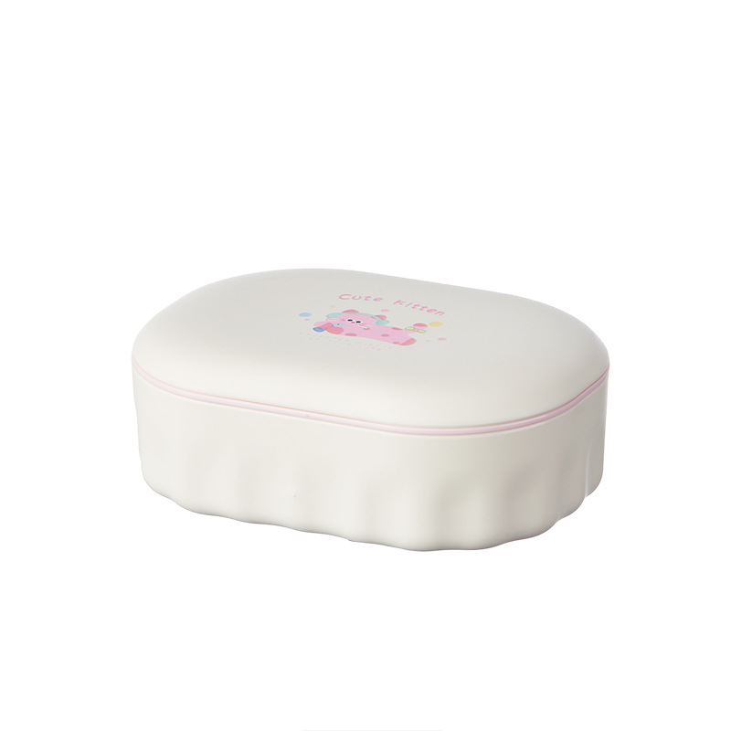 S137-1054 Cute cartoon cat and dog style with lid soap box, portable for bathroom and laundry room soap box Application Scenario