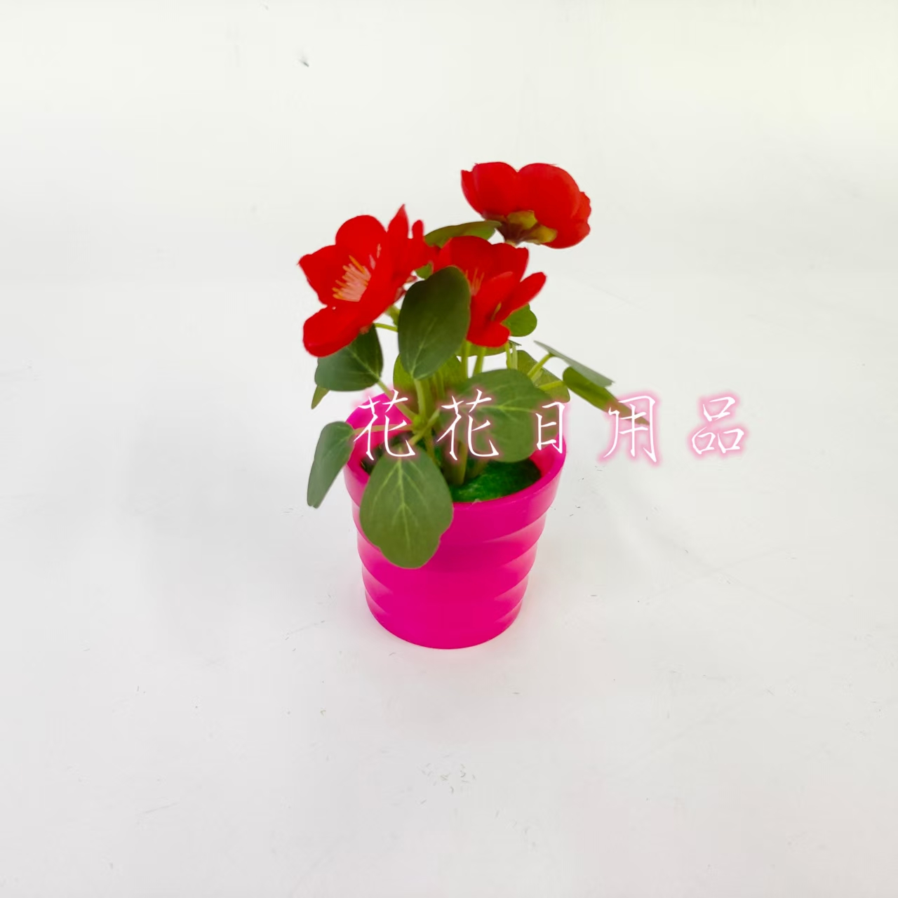 Artificial flower, fake flower bonsai, colored plastic pot, camellia decorative item Application Scenario