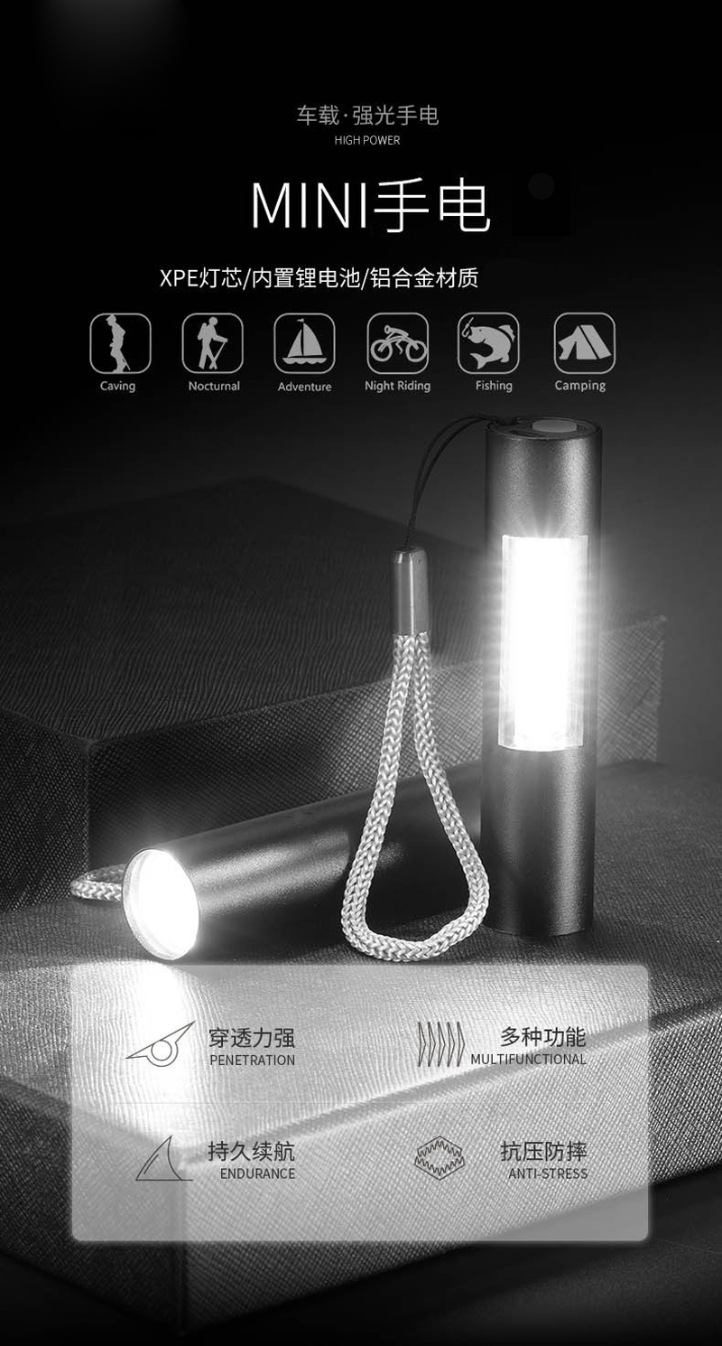 507 aluminum flashlight, USB charging aluminum alloy flashlight, mini flashlight, portable white light small flashlight pic 1