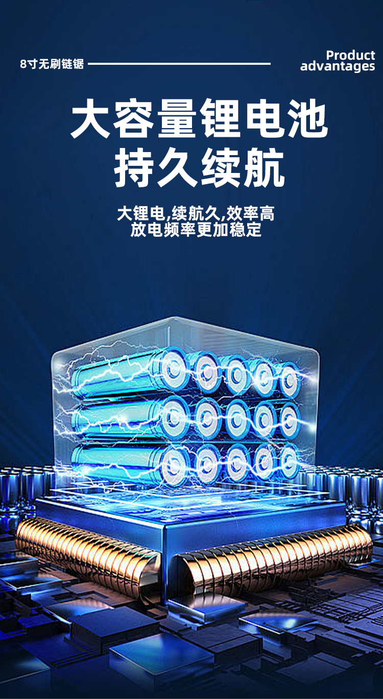 8寸无刷电链锯 充电式伐木修枝锯 家用 单手锯手持锂电锯详情12