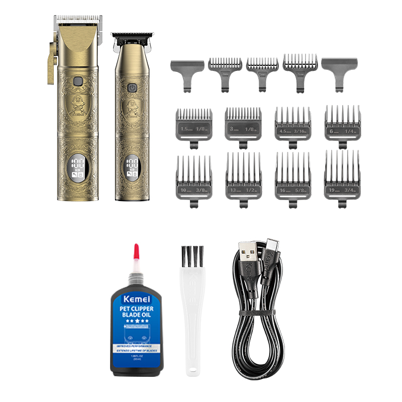 Kemei Km-2241 Usb Set With Complete Digital Display Accessories, Adjustable Blade Head, Metal Embossed Retro Hair Clippers, Electric Clippers, Hair Clippers, Electric Shavers, Electric Faders, Engraved Faders, Men's Retro Style Application Scenario