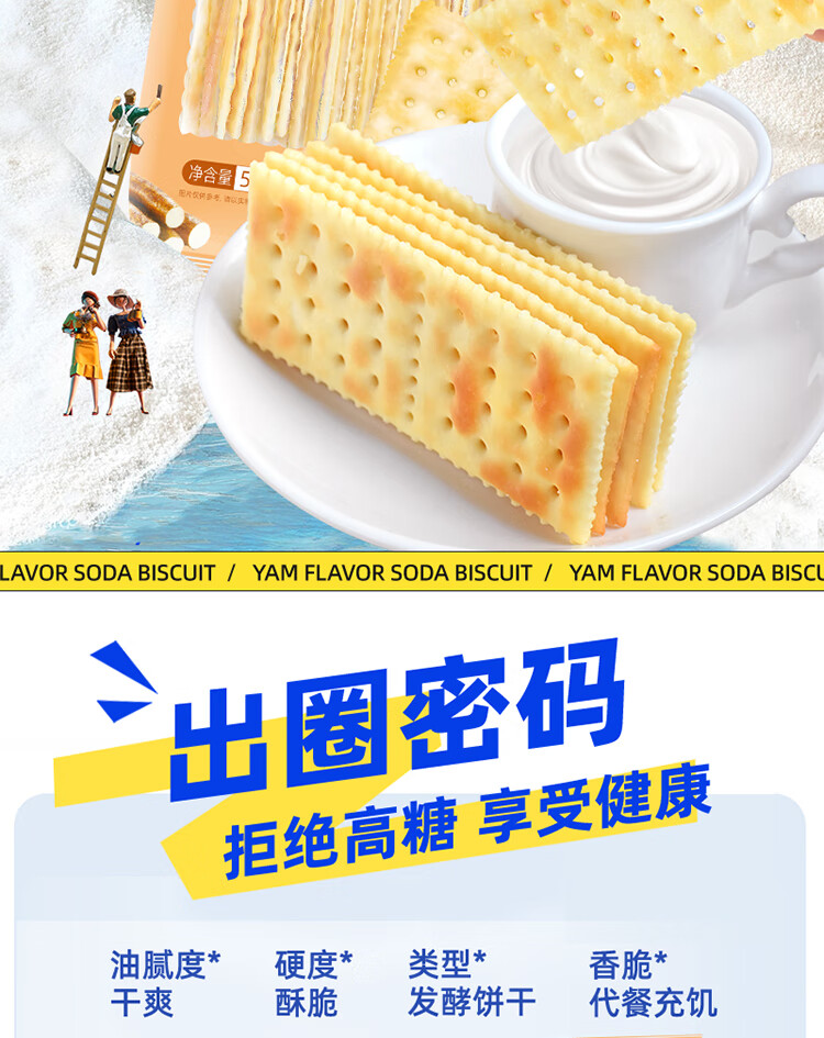 包邮！哒司无蔗糖奶盐苏打饼干500g 玫柏翠休闲零食手办糕点代餐详情2