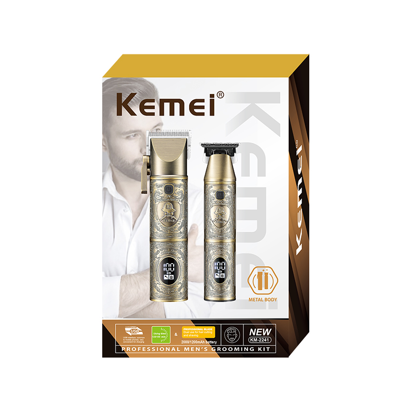 Kemei Km-2241 Usb Set With Complete Digital Display Accessories, Adjustable Blade Head, Metal Embossed Retro Hair Clippers, Electric Clippers, Hair Clippers, Electric Shavers, Electric Faders, Engraved Faders, Men's Retro Style Item Picture