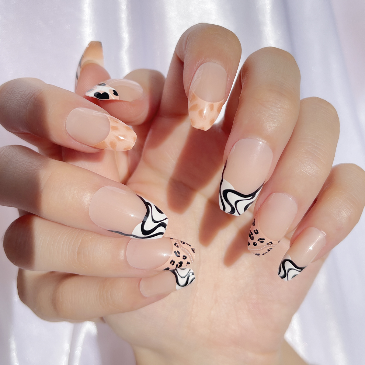 24 PCS PRESS ON NAIL TIPS COFFIN SHAPE FRENCH STYLE  Specification drawing