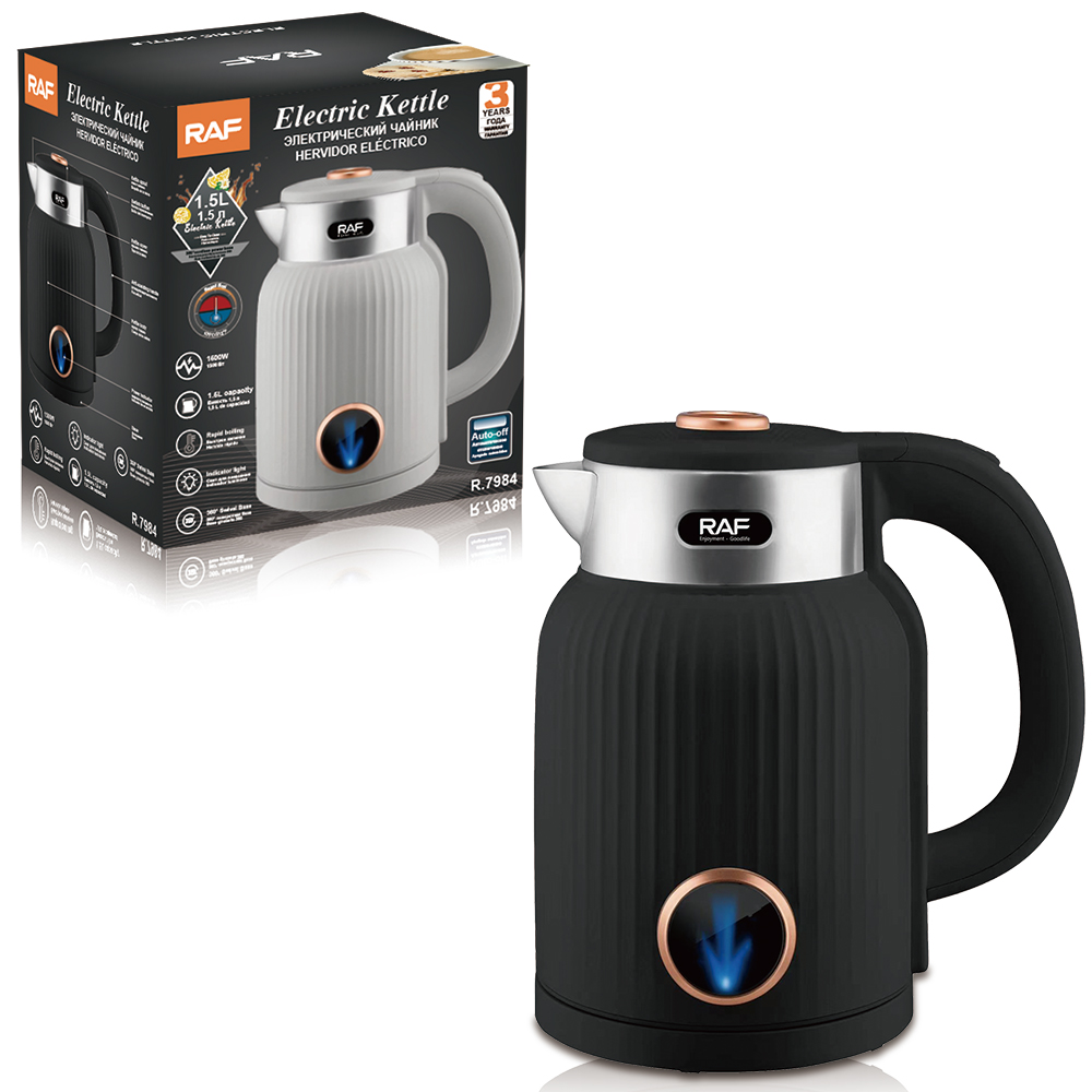 RAF European standard 1.5L electric kettle, household striped design, large-capacity electric kettle, heat preservation kettle Specification drawing