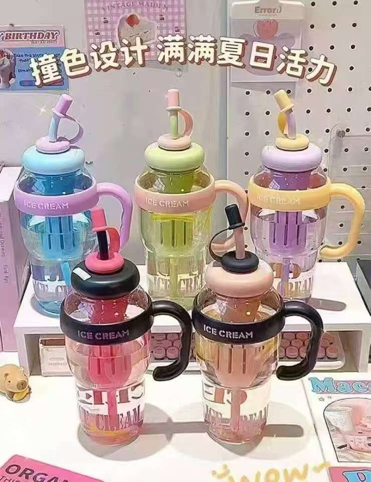 巨无霸新款夏季吸管水杯，高颜值女生大容量杯子，可爱塑料冰霸杯100个起批，量大价格私聊塑料杯学生夏季户外水杯学生夏季户外详情图11