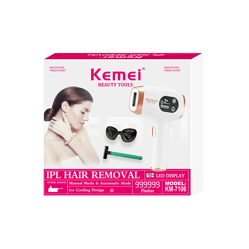 The Kemei Km-7106 Safe Ice Point Design Inhibits Hair Growth, With A 10W Hair Growth Rate And Multiple Adjustable Levels. It Is A Beauty Device And A Small Household Appliance For Hair Removal Item Picture