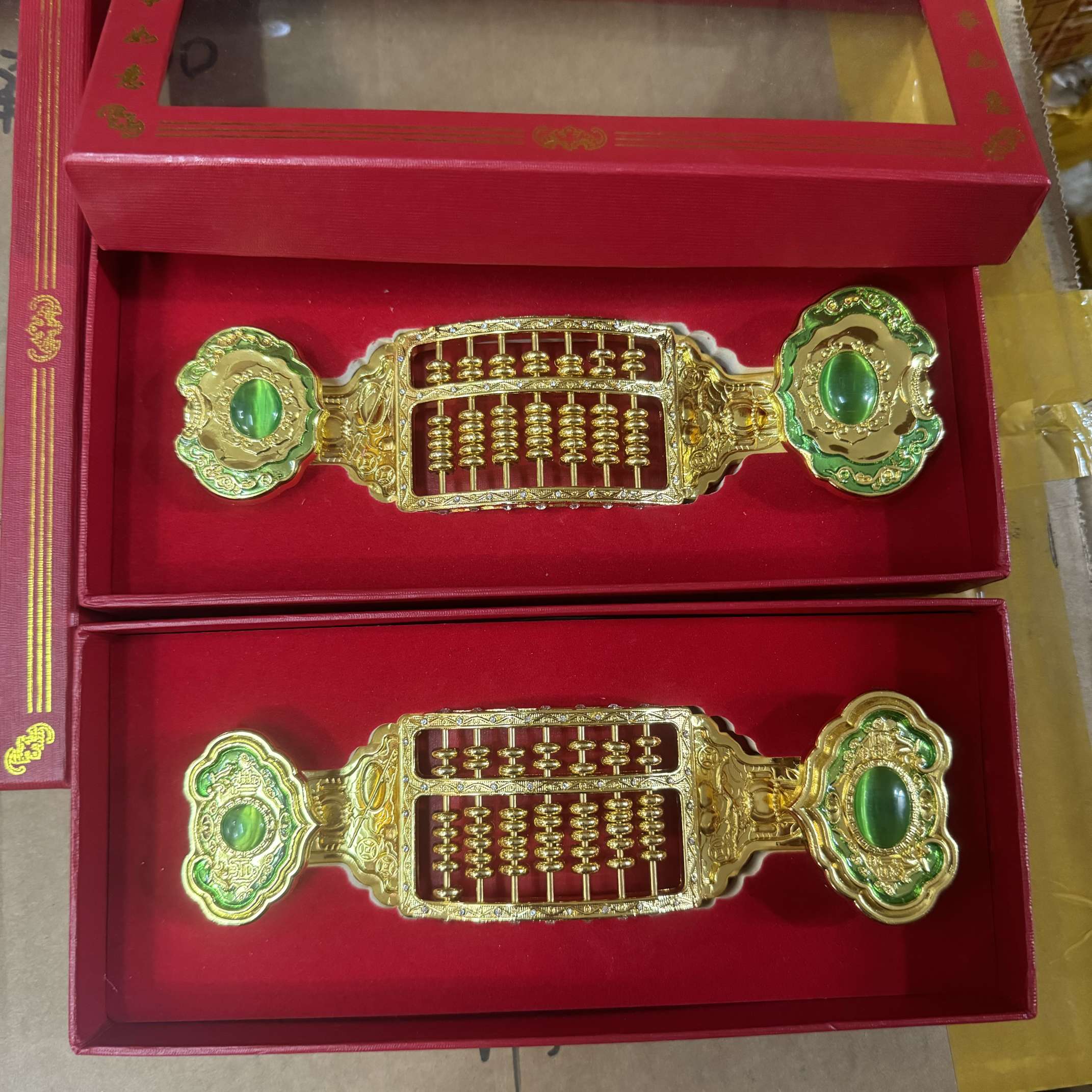 中公工艺礼盒装吉祥如意算盘送礼佳品小礼物伴手礼带钻绿宝石如意带钻算盘详情图3