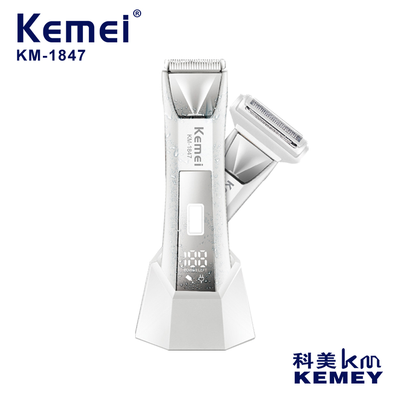 Kemi Km-1847 Usb Charging Digital Display Private Clipper With Base Washable And Lighting Function Two-In-One Electric Clipper Hair Chopper