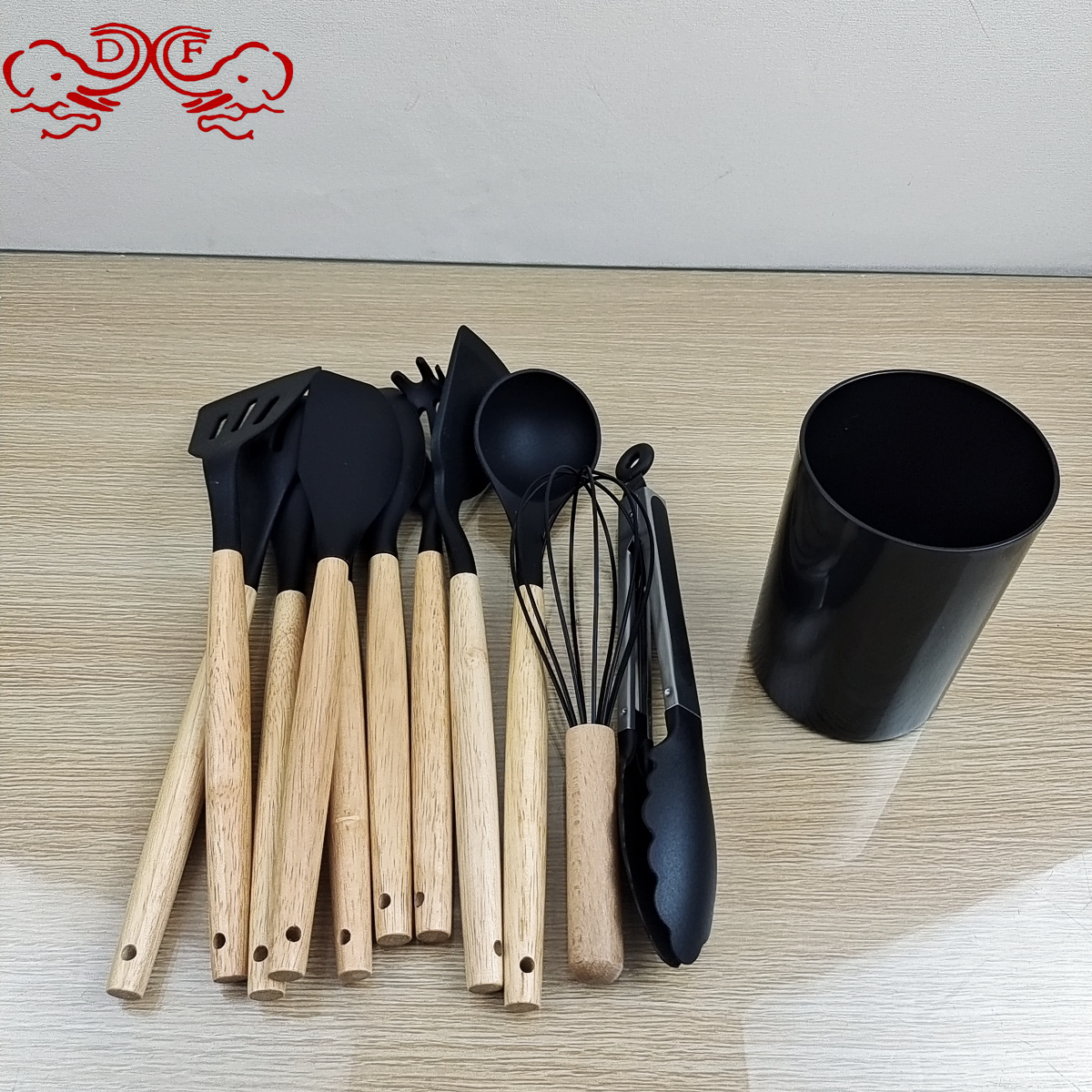 DF68788 Silicone kitchenware 12-piece set, handle cooking spoon and spatula, high-temperature resistant steel handle silicone kitchenware set DF TRADINGHOUSE Specification image