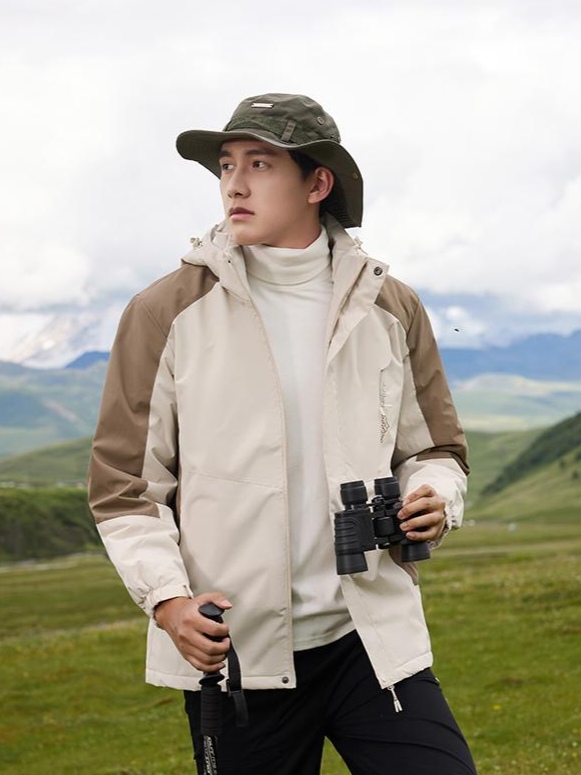 Cross-border graphene waterproof and wear-resistant couple one-piece thickened cotton clothing, outdoor sportswear, men 's hooded windbreaker pants set, women' s windbreaker Jackets windproof, waterproof and breathable outdoor clothing Item Picture