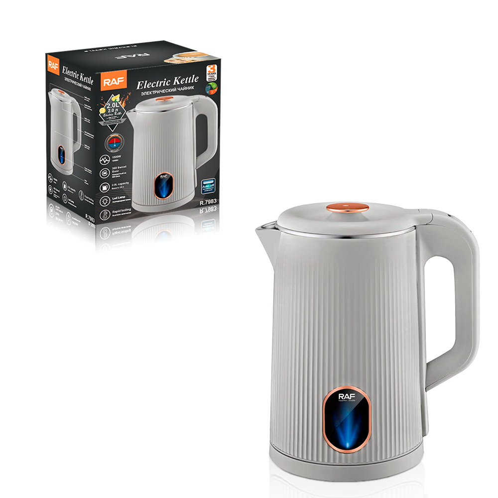 RAF European standard cross-border 2L electric kettle, household striped design electric kettle, heat preservation kettle Specification drawing