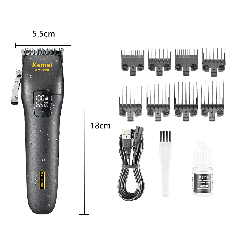 Kemi Km-2228 With Digital Display, Usb Charging, Two-Speed Power, Adjustable And Washable Hair Clippers, Hair Clippers, Electric Clippers, Hair Shavers, Men's Electric Shavers, Electric Clippers, Engraving Clippers Application Scenario