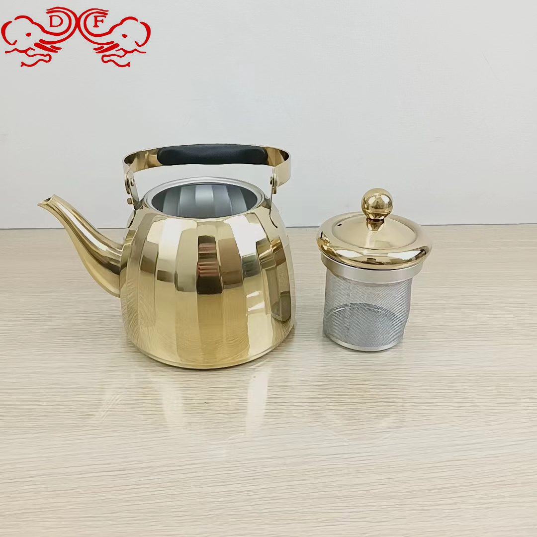 DF99157加厚不锈钢茶壶泡茶壶提把水壶酒店餐厅大茶壶户外烧水壶DF TRADING HOUSE