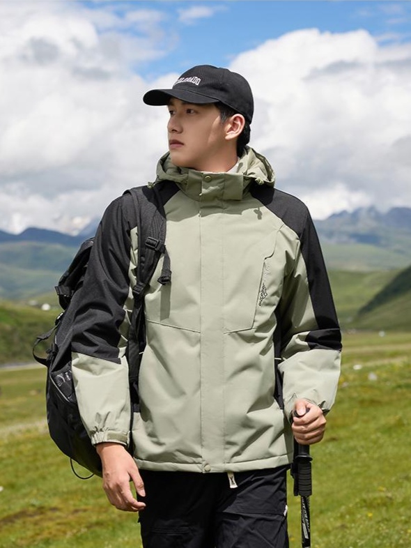 Cross-border graphene waterproof and wear-resistant couple one-piece thickened cotton clothing, outdoor sportswear, men 's hooded windbreaker pants set, women' s windbreaker Jackets windproof, waterproof and breathable outdoor clothing