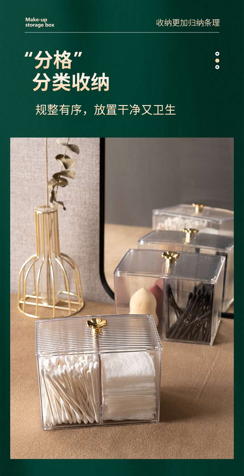 Z72-A01-18 Covered cotton pad cosmetic organization box, transparent cotton swab box, home desktop storage box detail image 4