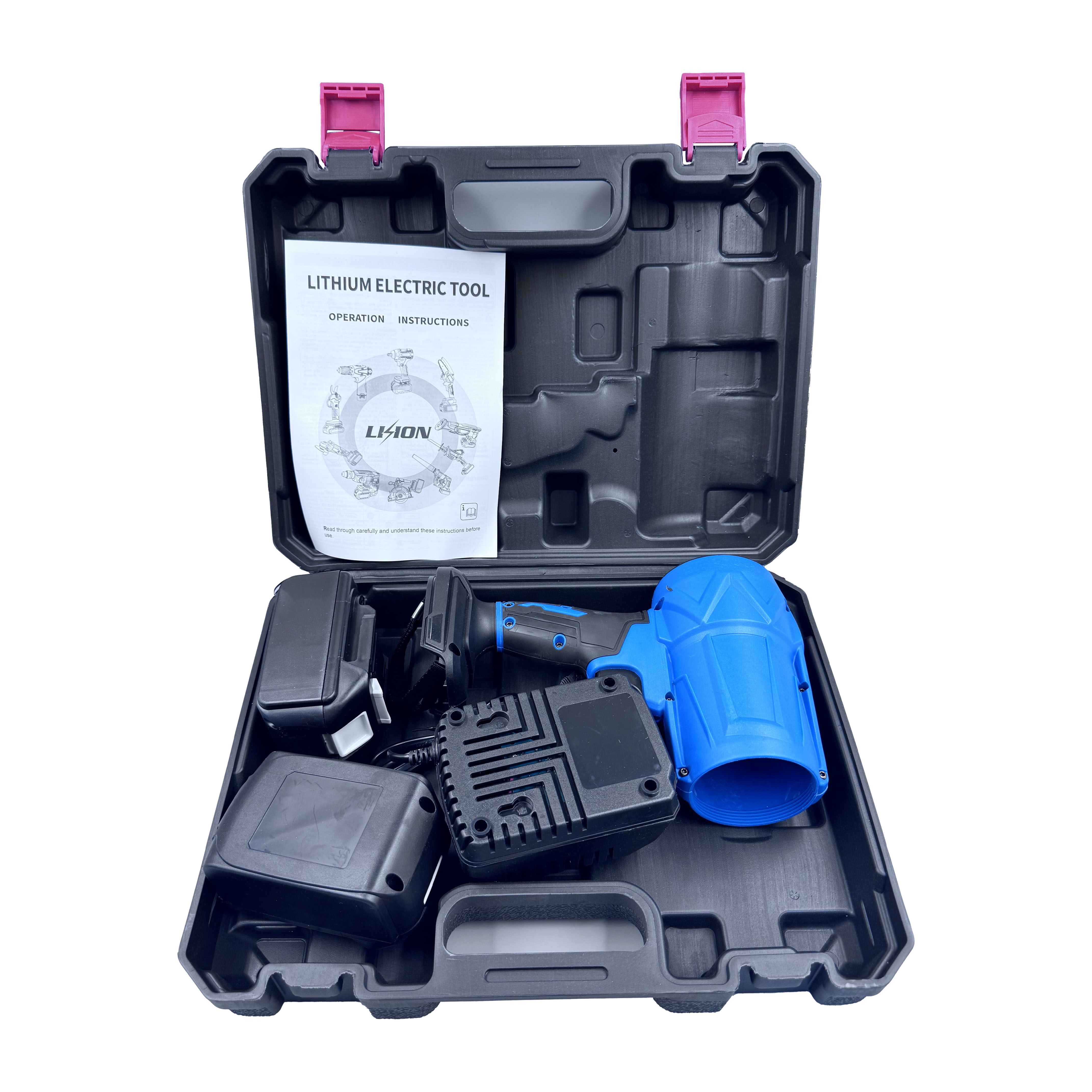 无刷锂电暴力风扇鼓风机涡轮涵道吹风吹灰除尘洗车吹水吹雪暴风机白底实物图