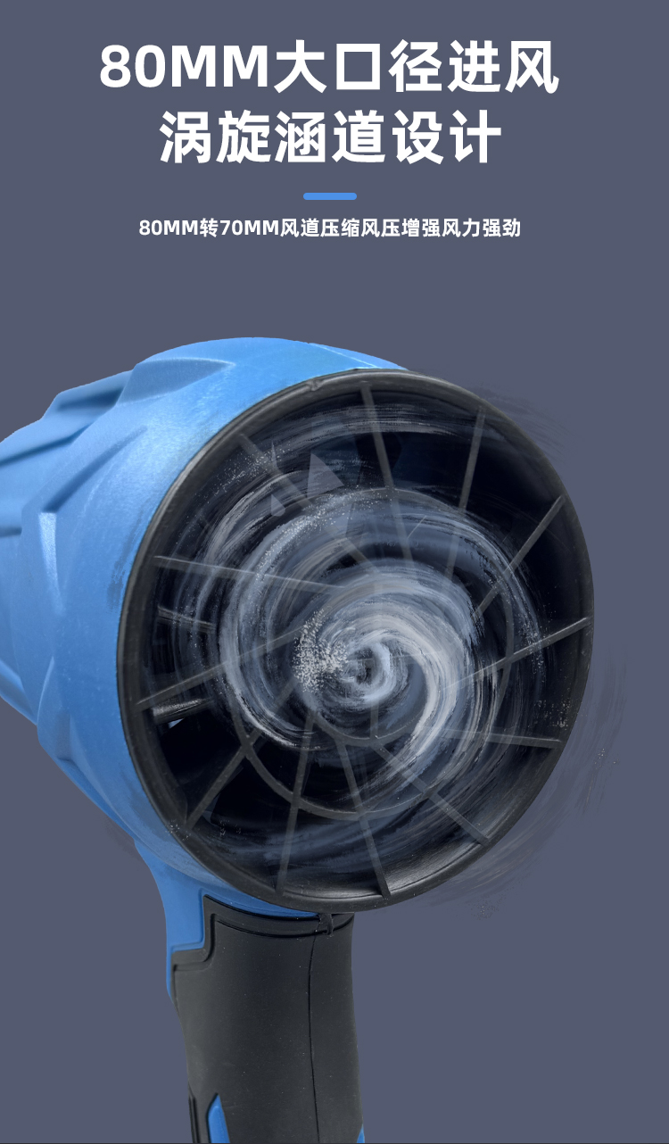 无刷锂电暴力风扇鼓风机涡轮涵道吹风吹灰除尘洗车吹水吹雪暴风机详情4