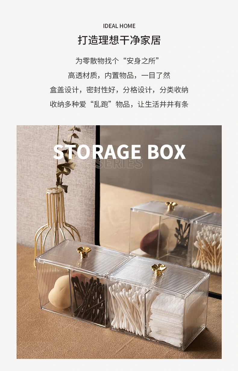Z72-A01-18 Covered cotton pad cosmetic organization box, transparent cotton swab box, home desktop storage box detail image 2