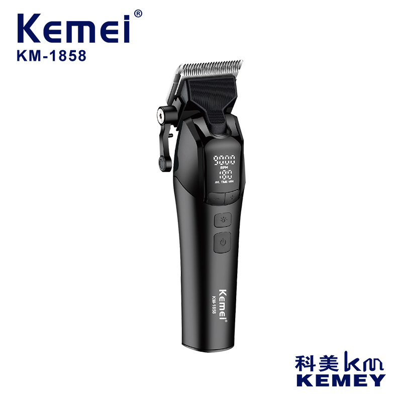 Kemei Km-1858 Digital Display With Lighting, Multi-Speed Power, Adjustable Blade Head, Professional Hair Clippers, High-Speed Electric Clippers, Hair Clippers, Hair Shavers, Men's Electric Clippers, Electric Hair Shavers, Engraving Clippers, Men