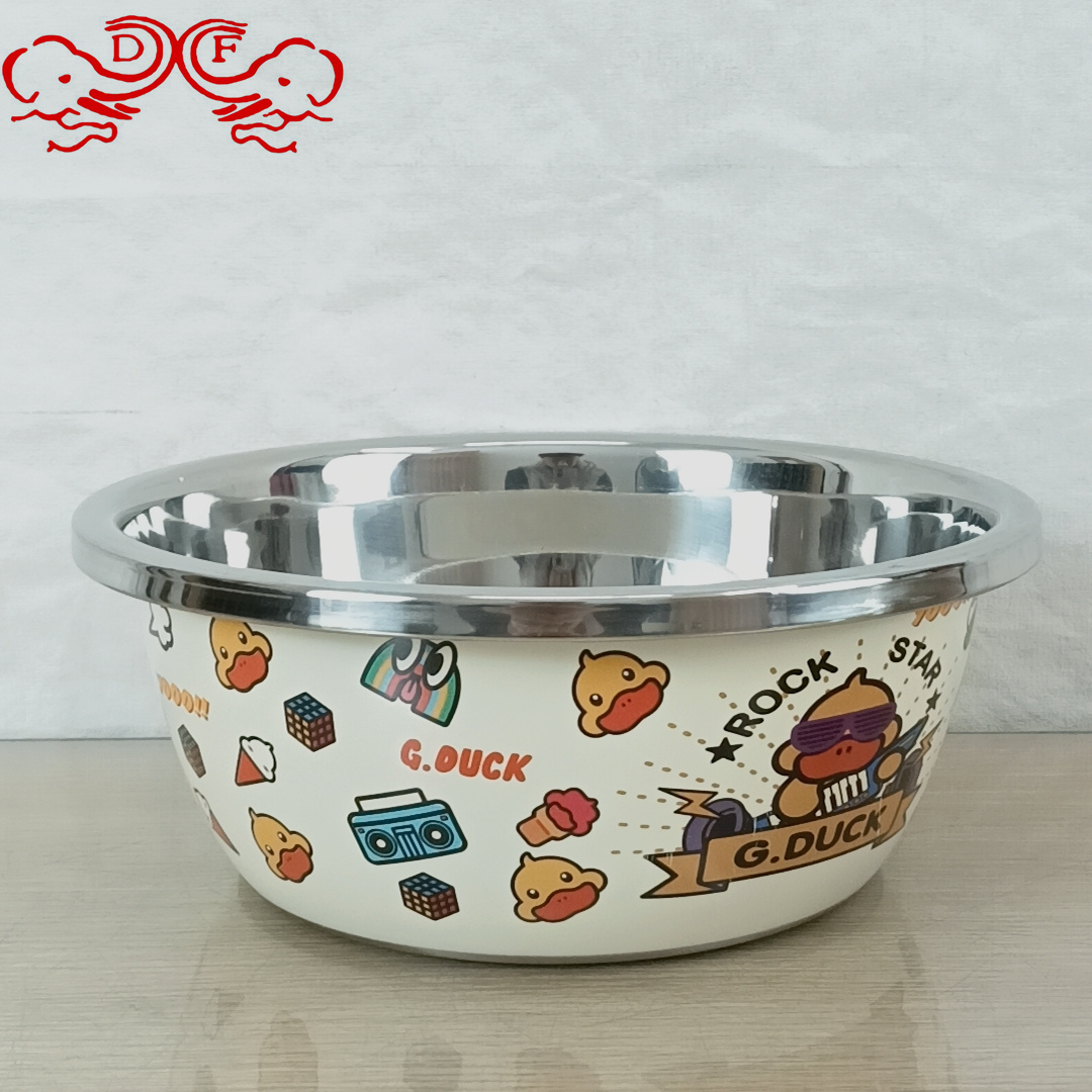 DF99482 Little Yellow Duck Stainless Steel Draining Sink, rice Washing sieve, grater Tray, three-piece set, household and washbasin, DF TRADINGHOUSE Item Picture